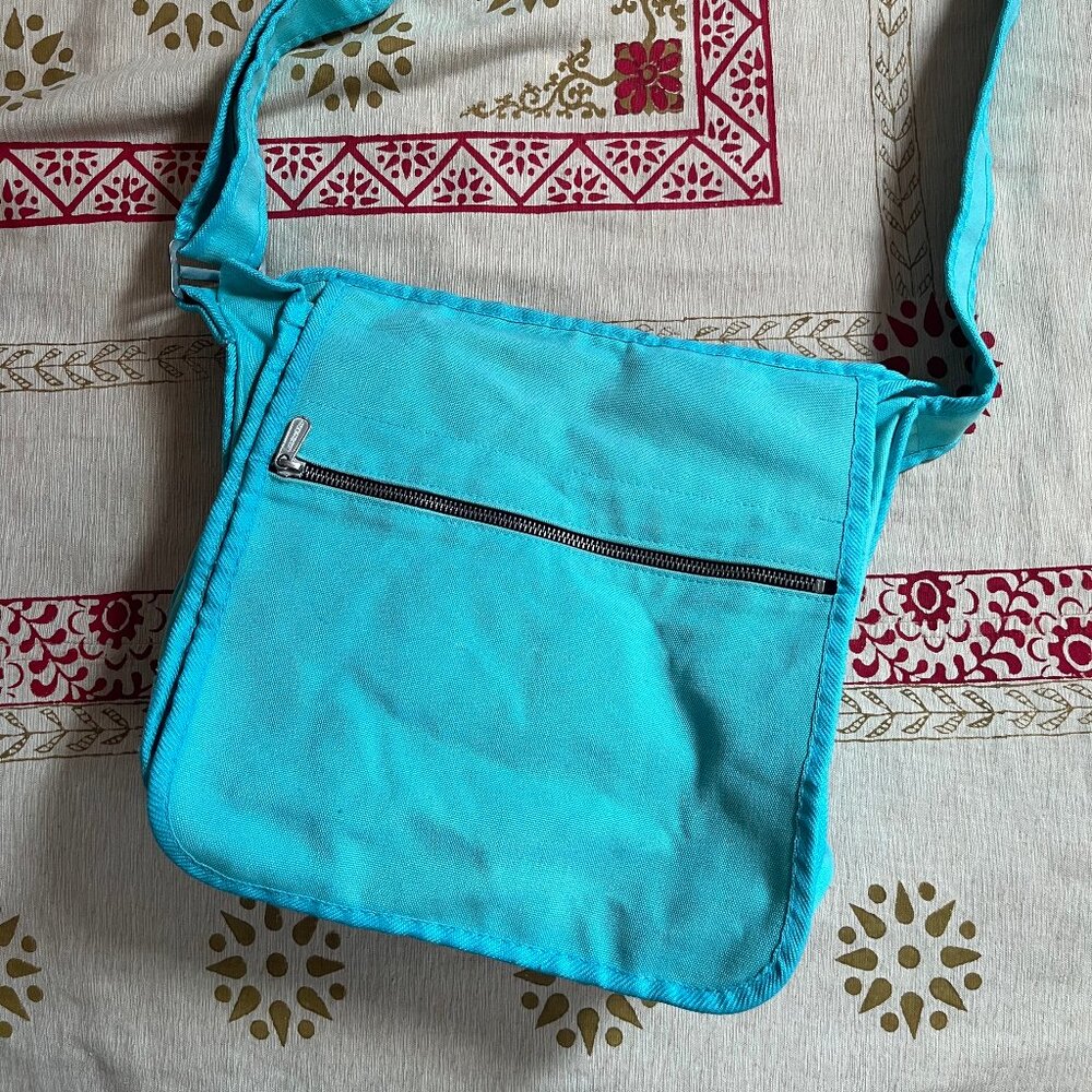 Vintage Marimekko "Urbaani" Turquoise Canvas Messenger Bag